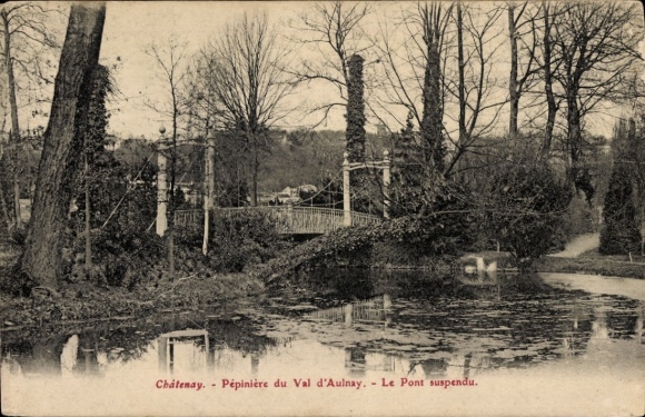 Postcard Chatenay Hauts-de-Seine, Val d'Aulnay, suspension bridge