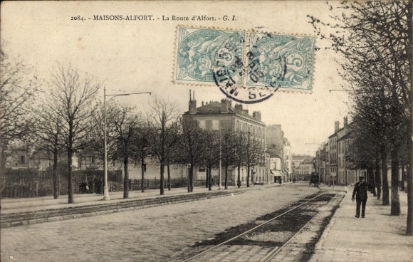 Postcard Maisons Alfort Val de Marne, Route d'Alfort