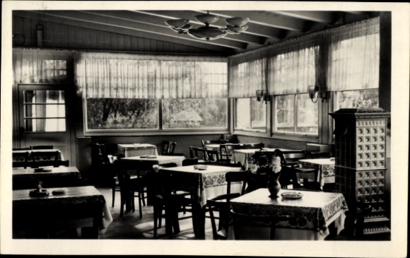 Postcard Bindow in der Mark, interior view of the Tante Anna restaurant