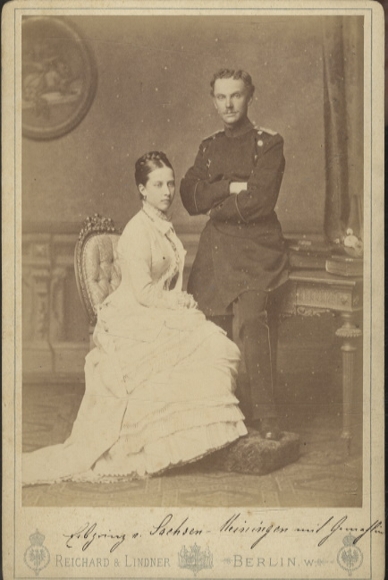 Cabinet photo of Hereditary Prince Bernhard III of Saxe-Meiningen with Princess Charlotte of Prussia