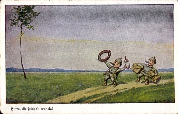 Künstler Ak Hoffmann, Ad., Hurra, die Feldpost war da
