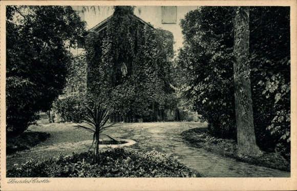 Postcard Zangberg in Upper Bavaria, Educational Institute of the Salesian Sisters of St. Joseph, Lourdes Grotto