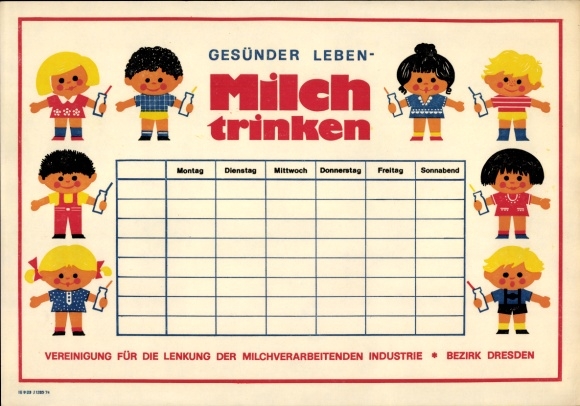 Timetable GDR Association for the Control of the Milk Processing Industry, Dresden around 1970