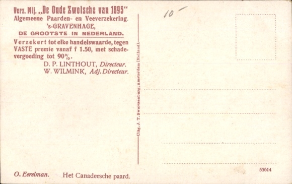 Artist Postcard Eerelman, O., Het Canadeesche Paard, De Oude Zwolsche van 1895