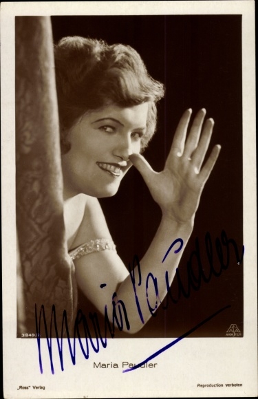 Postcard actress Maria Paudler, portrait, Ross Verlag 3849 2, autograph