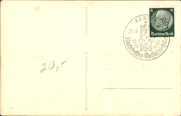 Postcard Führer and Reich Chancellor Adolf Hitler, Benito Mussolini, The Guarantors of Peace, State Meeting
