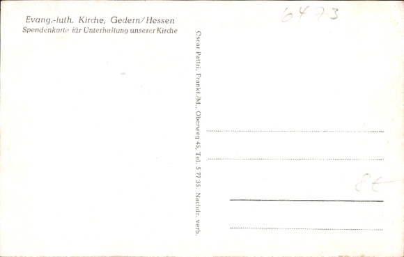 Postcard Gedern in Hesse, Evangelical Lutheran Church