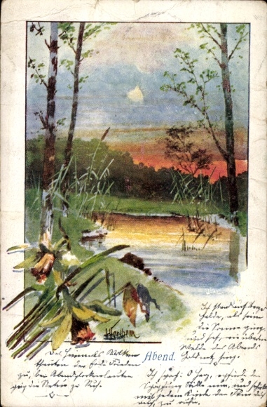 Artist Postcard Evening, Landscape Motif