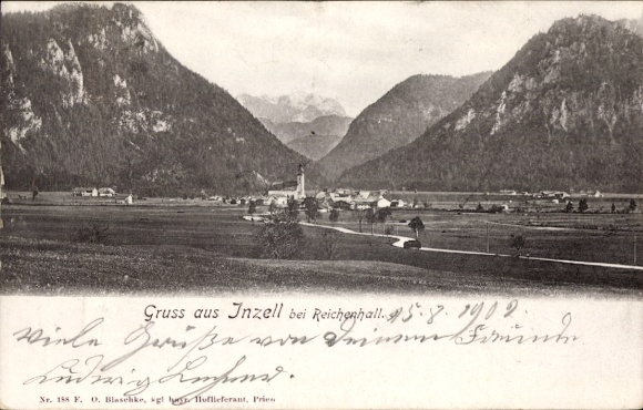 Postcard Inzell in Upper Bavaria, general view