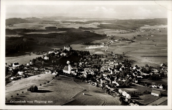 Postcard Grünenbach im Allgäu Swabia, aerial photograph