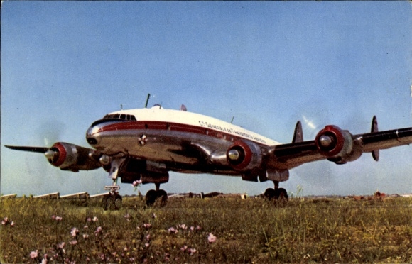 Postcard Algerian passenger aircraft, Lockheed Constellation, Cie Air Algerie