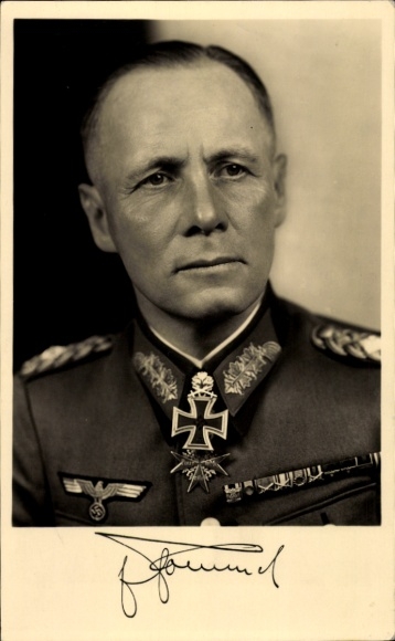 Postcard Field Marshal Erwin Rommel, Knight's Cross recipient, Oak Leaves with Swords and Diamonds