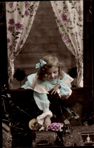 Postcard Girl, portrait with Doll