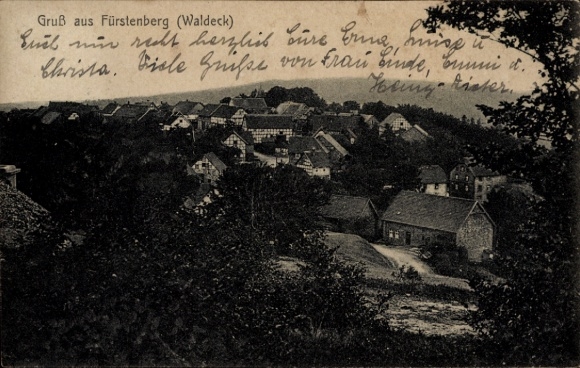 Postcard Fürstenberg Lichtenfels Waldeck Hesse, Greetings from Fürstenberg, city view, natural surroundings