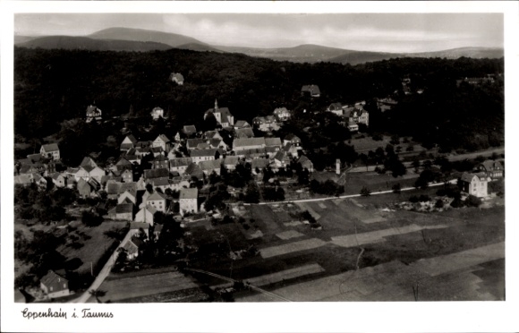 Postcard Eppenhain Kelkheim in the Taunus, aerial view of the town of Eppenhain, architecture, rural surroundings
