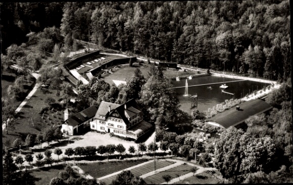 Postcard Baienfurt in Upper Swabia Württemberg, Kurhaus Waldbad, aerial photograph