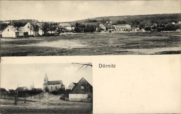Ak Dörnitz Möckern in Jerichower Land, gedeeltelijk zicht, kerk