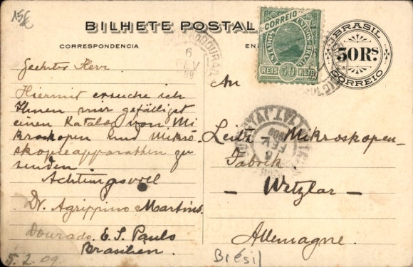 Postcard Brazil, 50 Reais Correio, Don Carlos de Portugal, Alfonso Penna