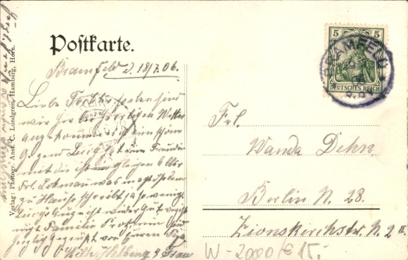 Postcard Hamburg Wandsbek Bramfeld, Restaurant Seehof, beach, dog, rowing boat