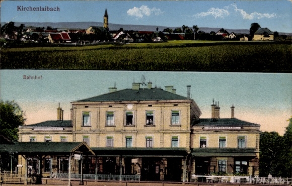 Postcard Kirchenlaibach Speichersdorf in Upper Franconia, Panorama, Train Station