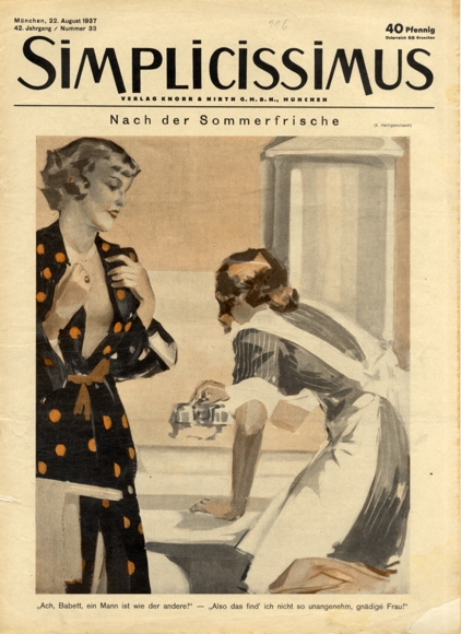 Simplicissimus Heft 33 August 1937 Karikatur Nach der Sommerfrische K. Heiligenstaedt Verlag Hirth