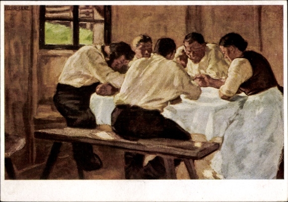 Künstler Ak Lienz, E., Mahlzeit