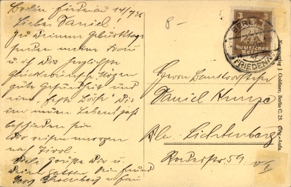Postcard Berlin Schöneberg Friedenau, Gymnasium and Heroes' Memorial Stone