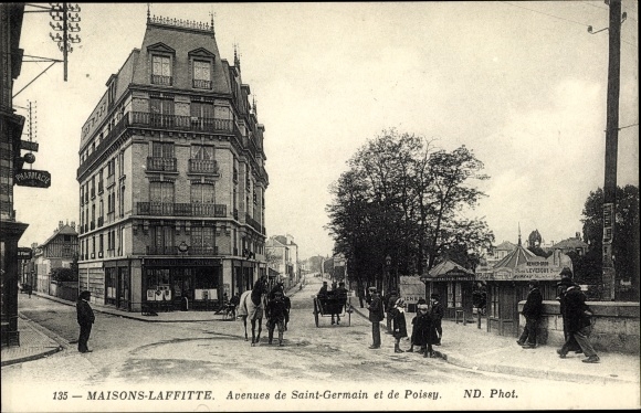 Postcard Maisons Laffitte Yvelines, Avenue de Saint Germain and de Poissy