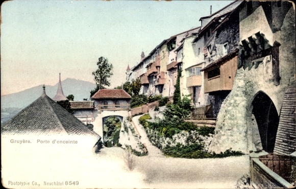 KP Broc Gruyère, kanton Fryburg, Porte d'enceinte, kolorowy, krajobraz, budynek