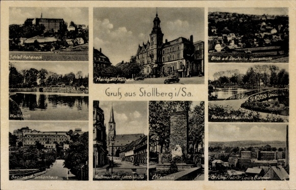 Ak Stollberg im Erzgebirge, Stadtansichten, Gruß aus  historische Gebäude, Naturansichten