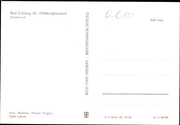 Postcard Bad Colberg Heldburg in Thuringia, sanatorium Bald Colberg, tower clock