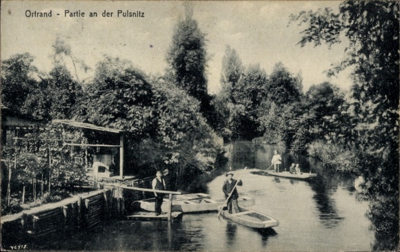 Postcard Ortrand in Niederlausitz, Pulsnitz, rowing boats
