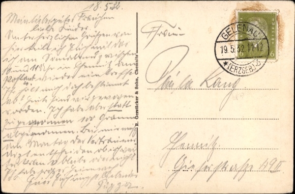 Postcard Gelenau in the Ore Mountains, convalescent home, AOK Chemnitz, dining room