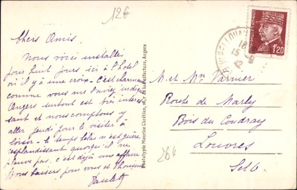 Postcard Pellouailles les Vignes Maine et Loire, Route d'Angers, shops, billboards, automobiles