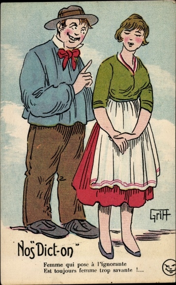 Künstler Ak Griff, Nos Dict on, Femme qui pose a l'ignorante