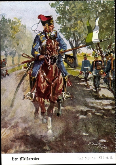 KP artysty Döbrich-Steglitz, reporter, Hus Regt 18 XII pocztówka