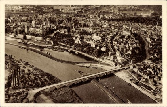 Postcard Aschaffenburg Lower Franconia Bavaria, aerial photograph, WHW The beautiful Germany 167