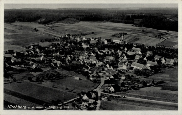 Postcard Kirchberg an der Iller, aerial photograph