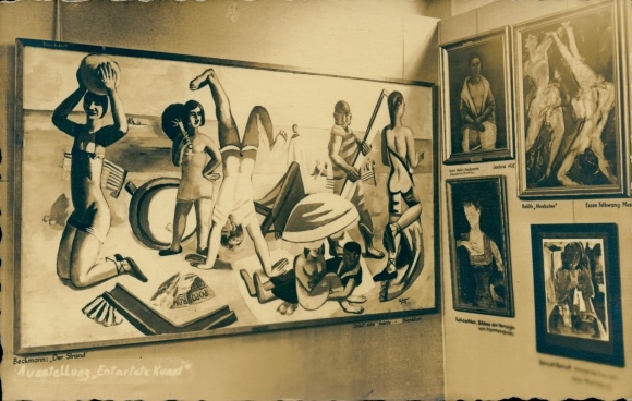 Foto Ak Ausstellung Entartete Kunst, Gemälde von Max Beckmann, Der Strand