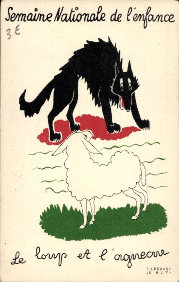 Artist Postcard National Children&#39;s Week, The Wolf and the Lamb