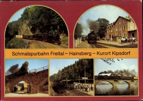 Postcard narrow-gauge railway Freital Hainsberg Kipsdorf, viaduct in Malter, Dippoldiswalde station, Rabenau