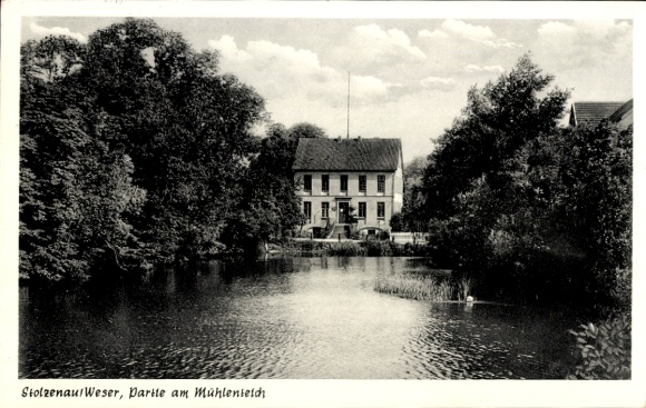 Postcard Stolzenau on the Middle Weser, Mühlenteich