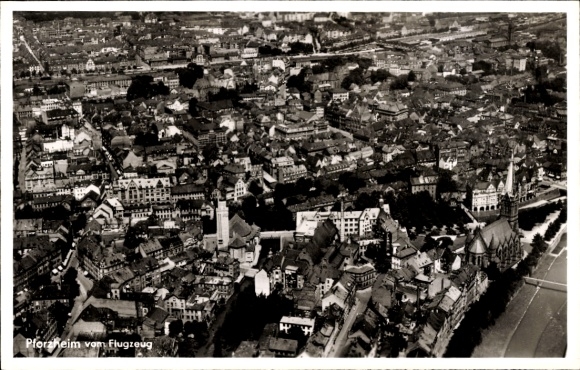 Postcard Pforzheim in the Black Forest, aerial photograph