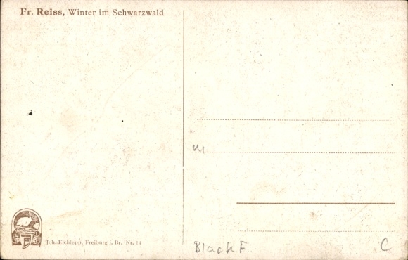 Artist Postcard Reiss, Fritz, Winter in the Black Forest, Happy New Year