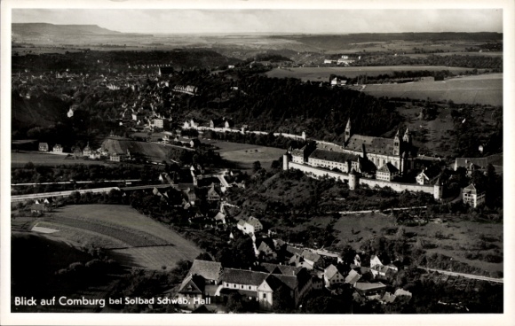 Postcard Comburg Schwäbisch Hall in Württemberg, aerial photograph