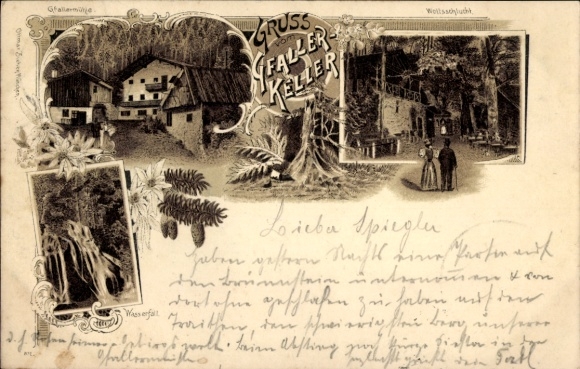 Chromo-Litho Kiefersfelden Upper Bavaria, Keller, Wolfsschlucht
