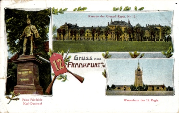 Ak Frankfurt an der Oder, kazerne van het Grenadierregiment nr. 12, Prins Friedrich Karl Memorial