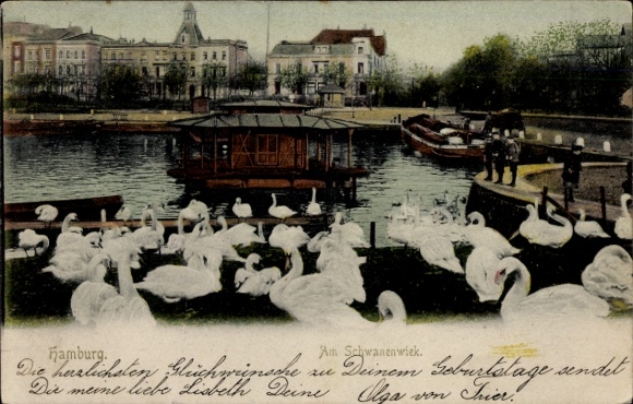 Postcard Hamburg Nord Hohenfelde, Schwanenwiek
