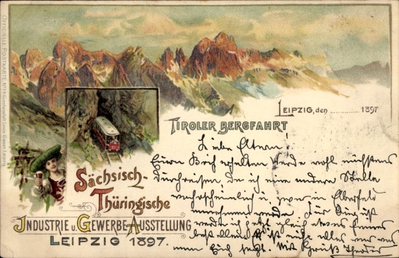 Litho Leipzig, Sächsisch Thüringische Industrie- und Gewerbeausstellung 1897, Tiroler Bergfahrt