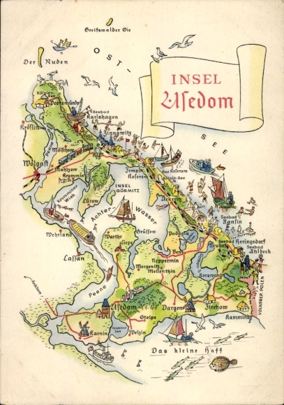 Mapy KP Island Uznam, Zinnowitz, Heringsdorf, Bansin, Wolgast, Lassan